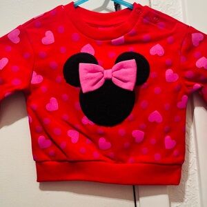 Adorable red sweatshirt with pink hearts & Minnie outline, BRAND NEW W/TAGS!